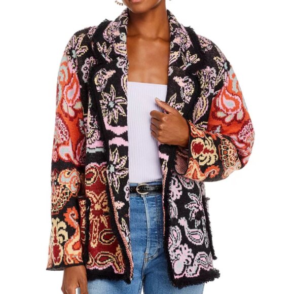 FARM RIO 'Sweet Mermaids' Sweater-Knit Blazer Jacket, Multicolor - Picture 1 of 6